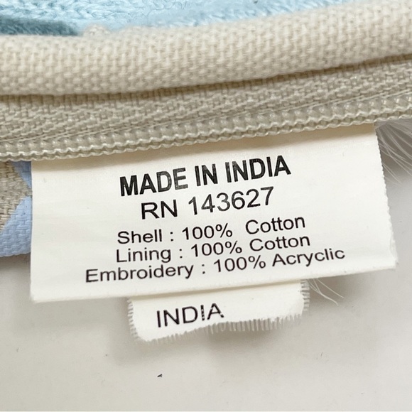 SUBURBAN HOME BY DURALEE Embroidered Blue Trellis Pattern Throw Pillow Cover - Picture 5 of 8